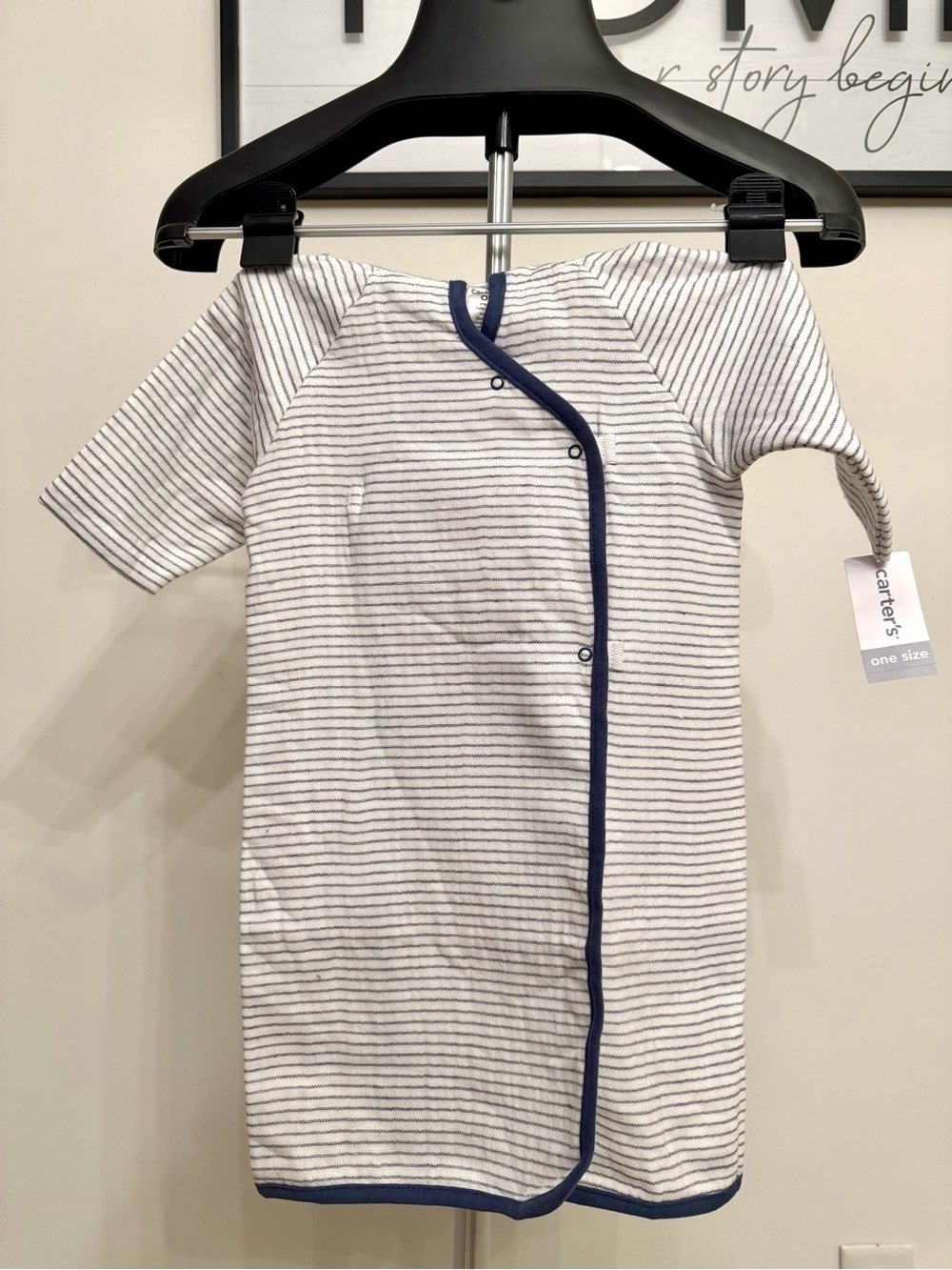 Carter's Baby Navy Trim White Stripe Sleep Gown